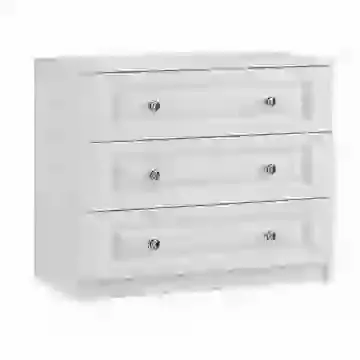 Crystal Knob 3 Drawer Chest White or Cashmere